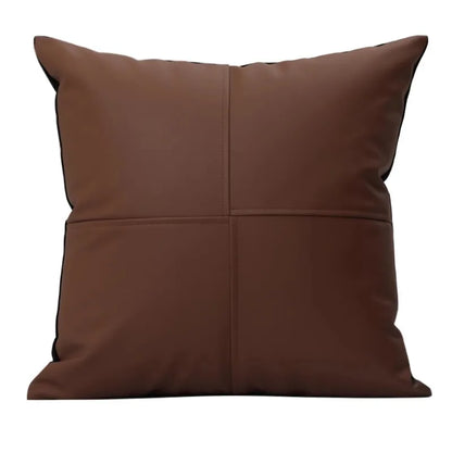DecorBites™ Geometric Brown Leather Splicing Throw Pillow Cover 45x45cm Luxe Square Cushion Case