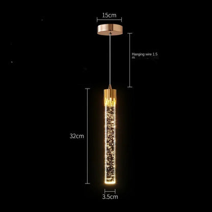DecorBites™ Crystal LED Pendant Light: Modern Hanging Bar Lamp for Bedroom, Living Room, & Home Decor