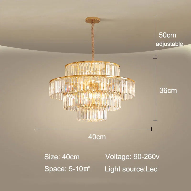 Golden Crystal Pendant Chandelier