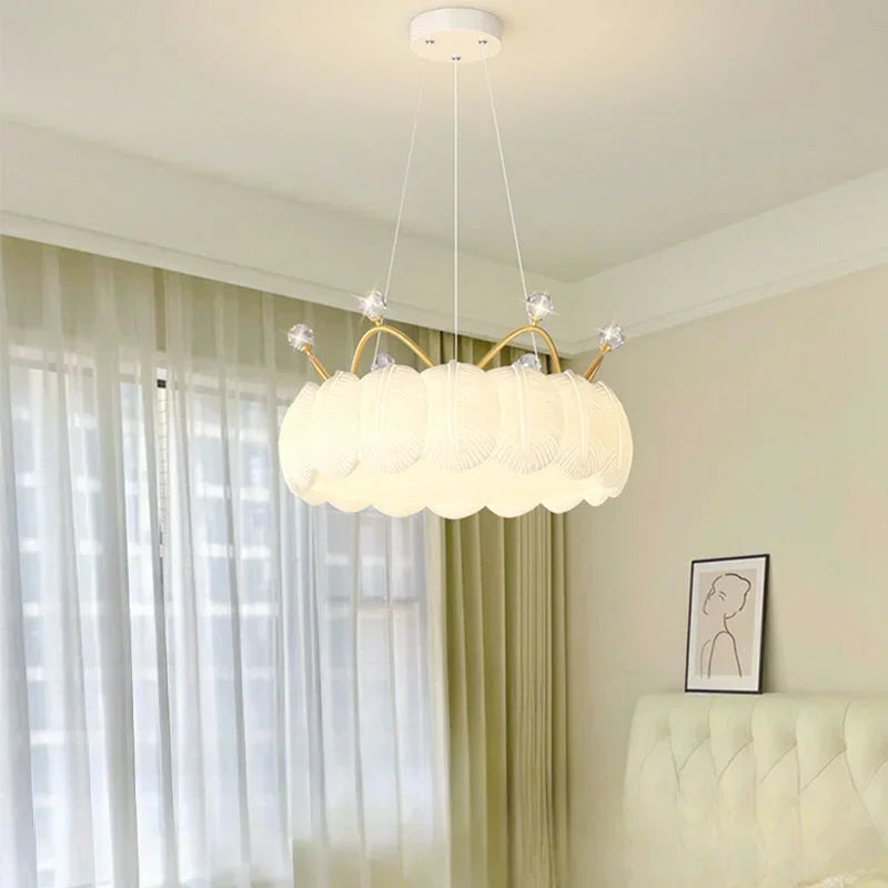 DecorBites™ Gold&White LED Crown Small Chandelier for Living Dining Bedroom - Indoor Decor Lighting
