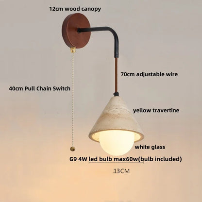 DecorBites™ Adjustable LED Wall Sconce Yellow Travertine Stair Light Fixture for Home Decor