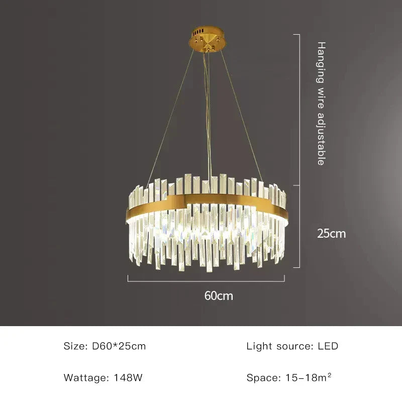 Gold Crystal Circular 80cm Chandelier
