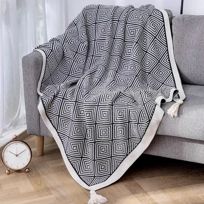 DecorBites™ Geometric Tassel Blanket - Nordic Style Sofa Throw and Bohemian Decor Rug