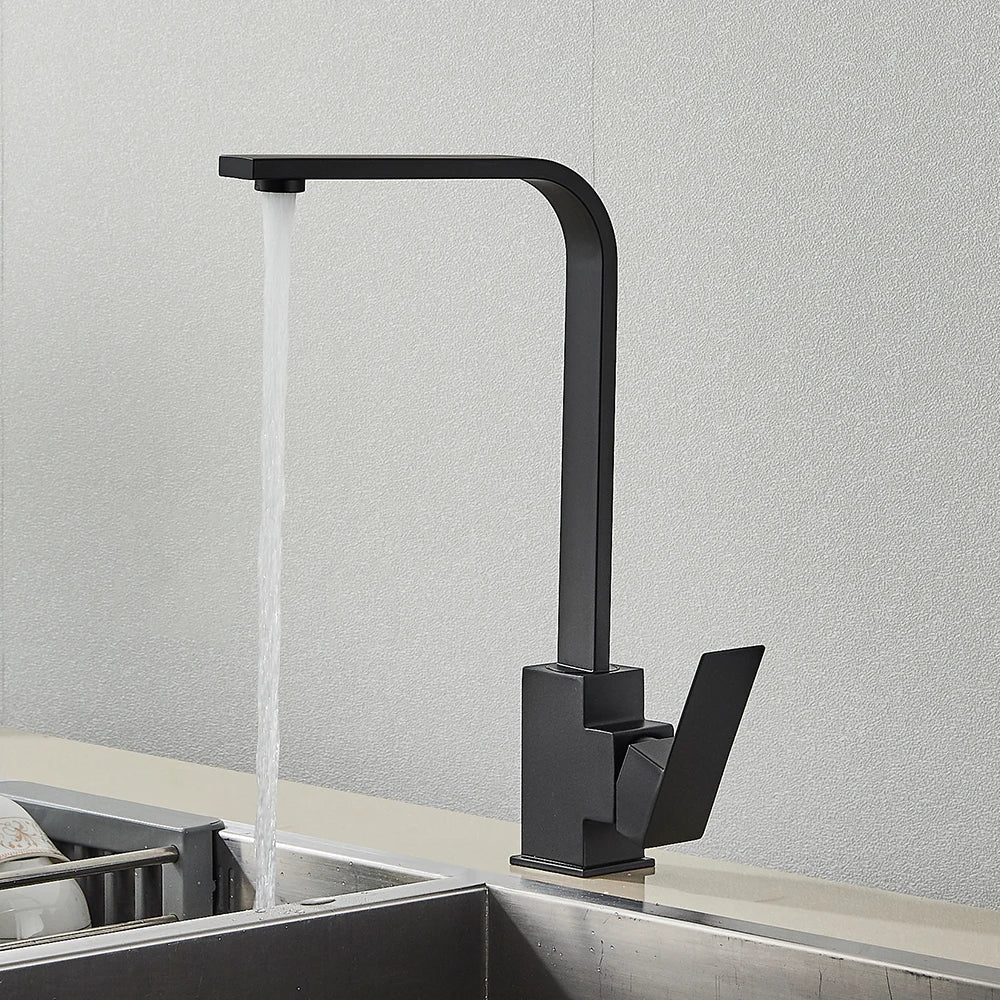 DecorBites™ Brushed Nickel Kitchen Faucet | 360 Rotate Hot Cold Mixer Tap | Single Lever