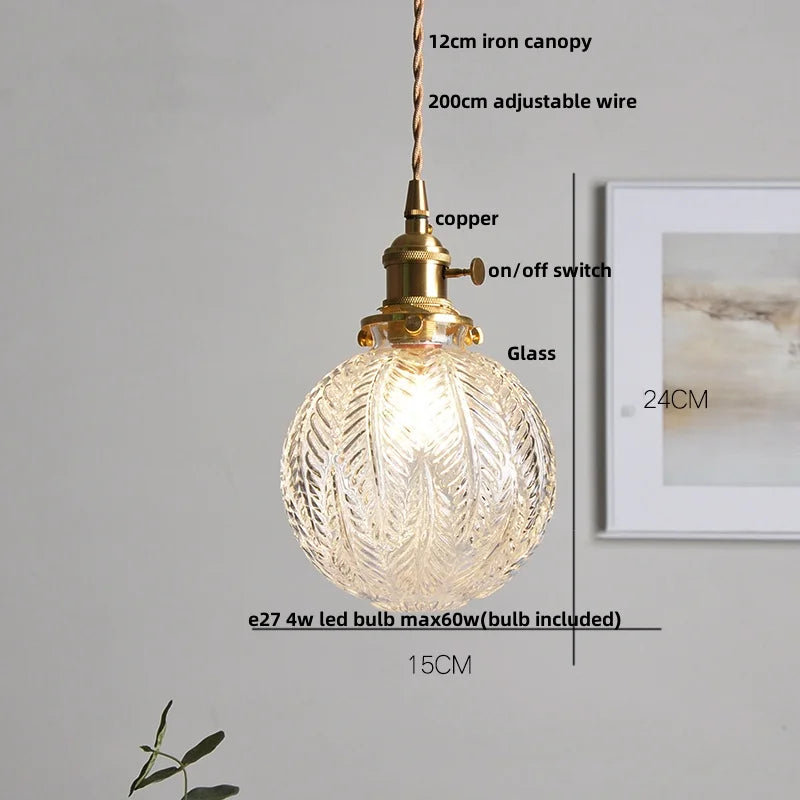 DecorBites™ Cullet Glass LED Pendant Lamp with Walnut Copper Design for Living and Dining Room