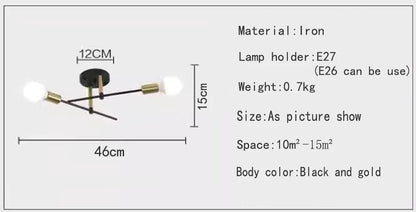 Modern Industrial Chandeliers Ceiling Lamp Pendant Light 2 Heads Black for Living Dining Room Bedroom cafe and Kitchen
