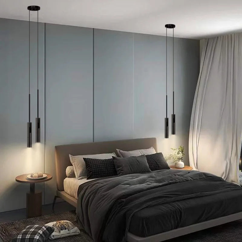 DecorBites™ Black Chandelier: Nordic Minimalist Bedroom Bar Decor Hanging Lamp