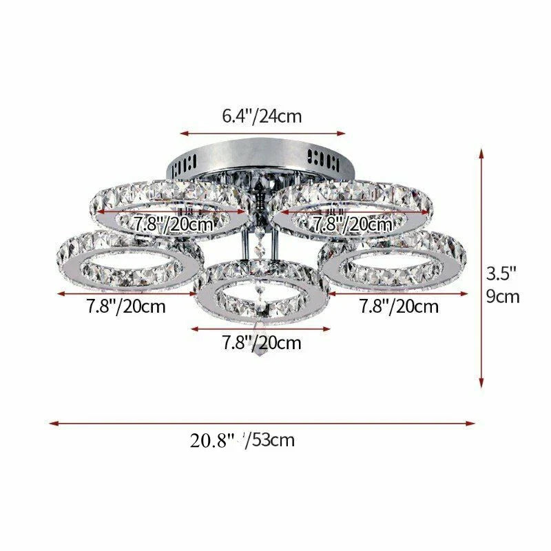 DecorBites™ Crystal LED Rings Ceiling Chandelier Dimmable Luminaire