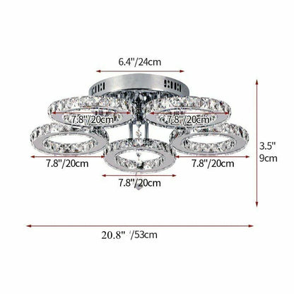 DecorBites™ Crystal LED Rings Ceiling Chandelier Dimmable Luminaire
