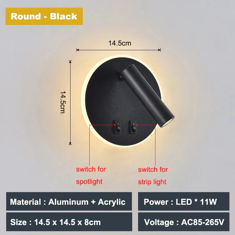 DecorBites™ Adjustable 10W Wall Light Sconce Lamp with Switch - Hotel Bedroom Study Reading