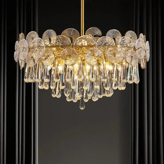 DecorBites™ Lotus Crystal Chandelier: Modern Luxury Lighting for Home, Restaurant, Hotel