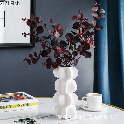 DecorBites™ Geometric Spiral Resin Vase - Black and White Flower Vase for Home Decor