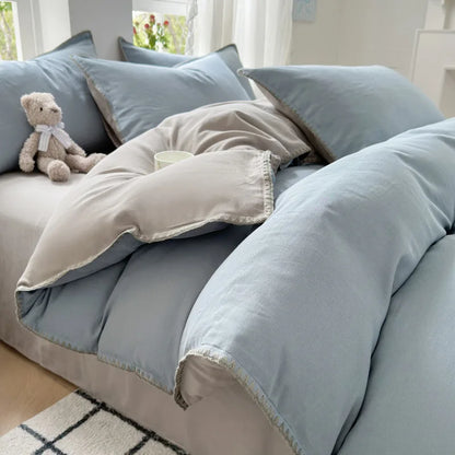 DecorBites™ Cotton Edge Embroidery Bedding Set for Autumn/Winter