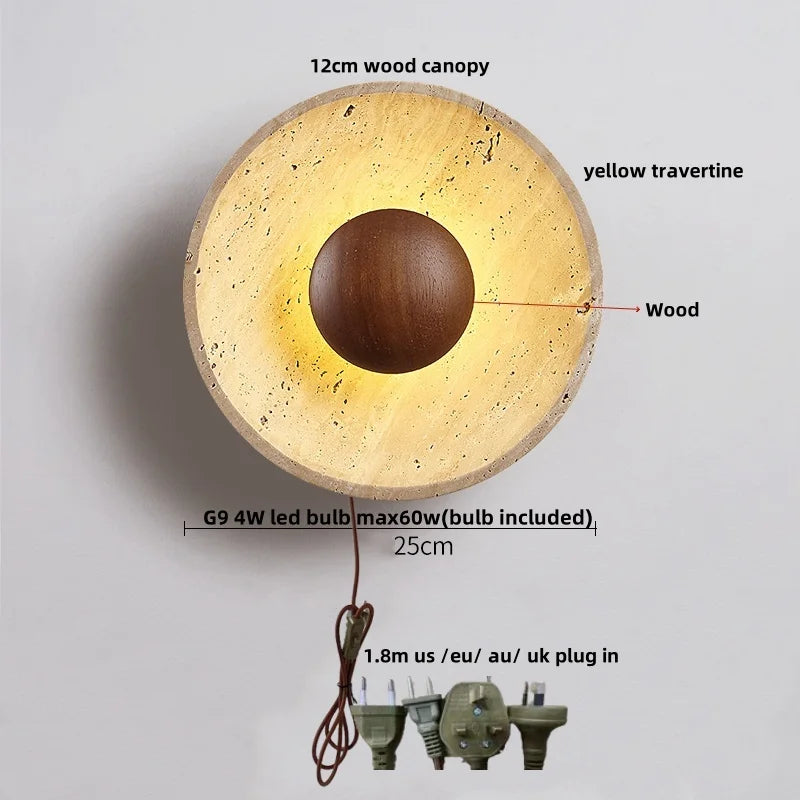 Travertine Glass Wall Light