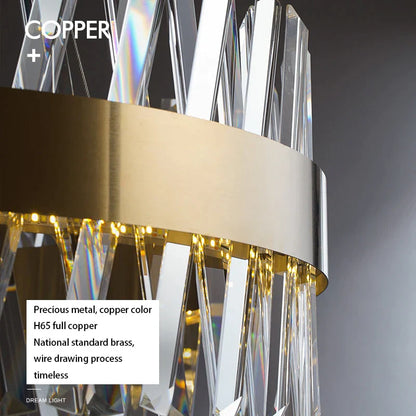 DecorBites™ Golden Round Crystal Chandelier LED Ceiling Light for Living Room and Bedroom