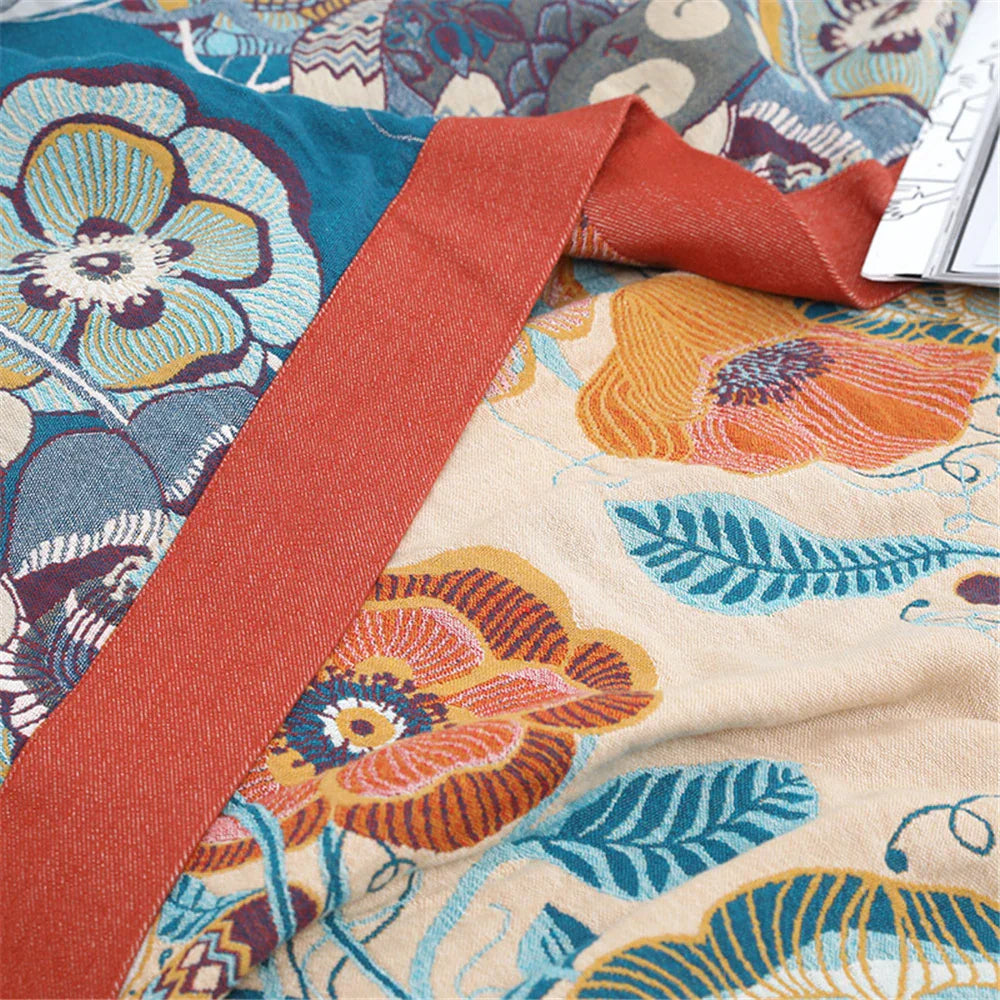 DecorBites™ Cotton Gauze Towel Blanket - Double Sided Yarn-Dyed Jacquard for Adult and Children