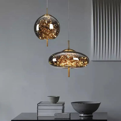 DecorBites™ Glass Pendant Lights: Modern LED Ceiling Chandelier for Bedroom & Bathroom