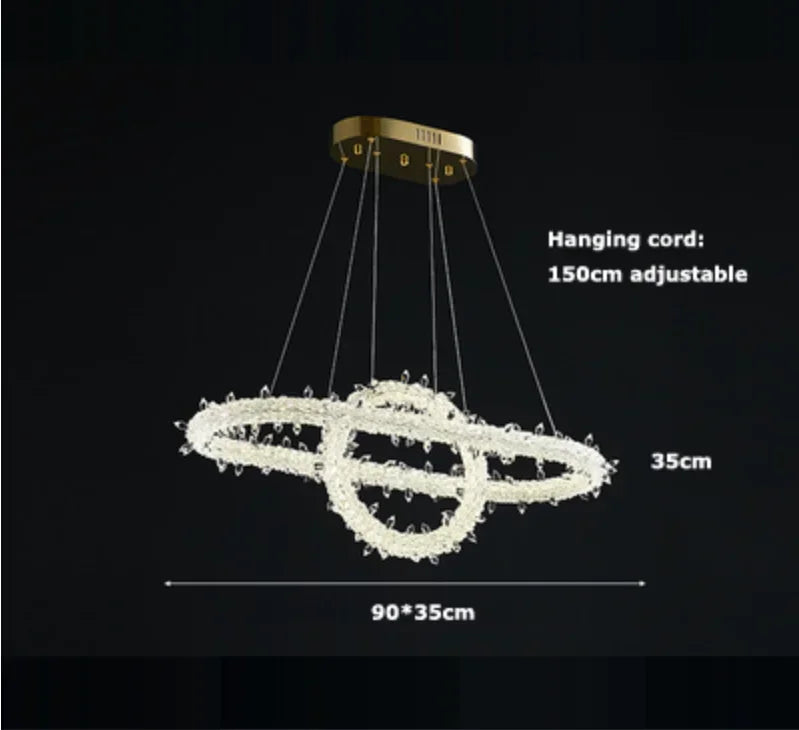 DecorBites™ Crystal Flower LED Chandelier Pendant Light for Living and Dining Room