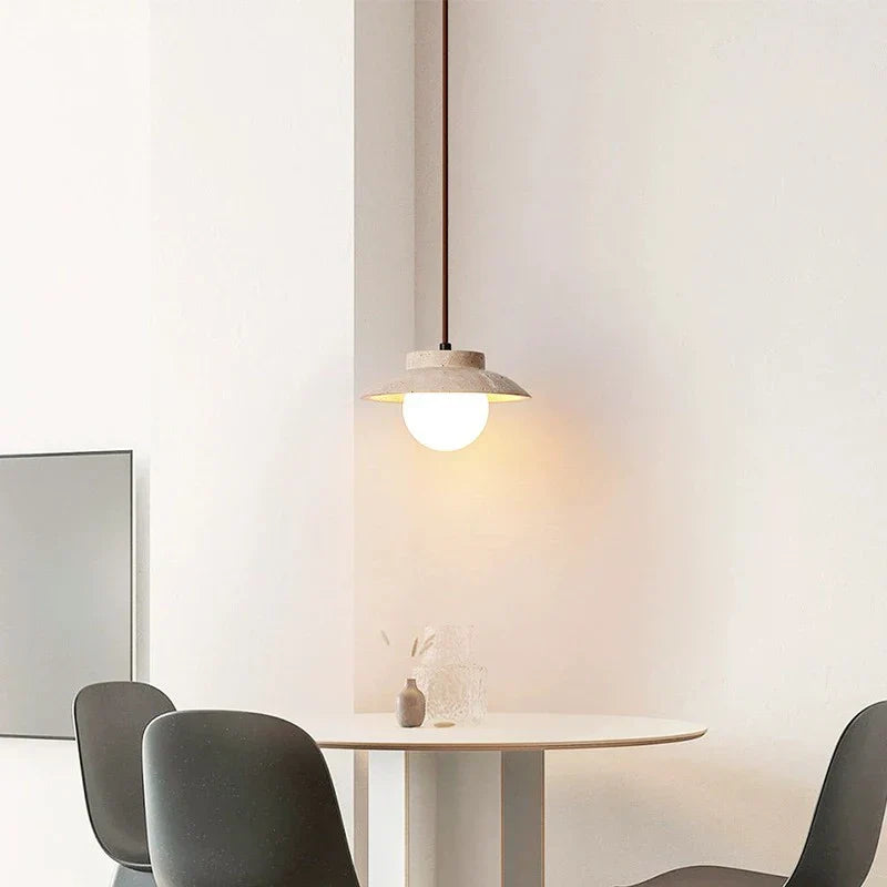 DecorBites™ Cream Stone Chandelier Pendant Lamp - Nordic Style Bedroom Hanging Light