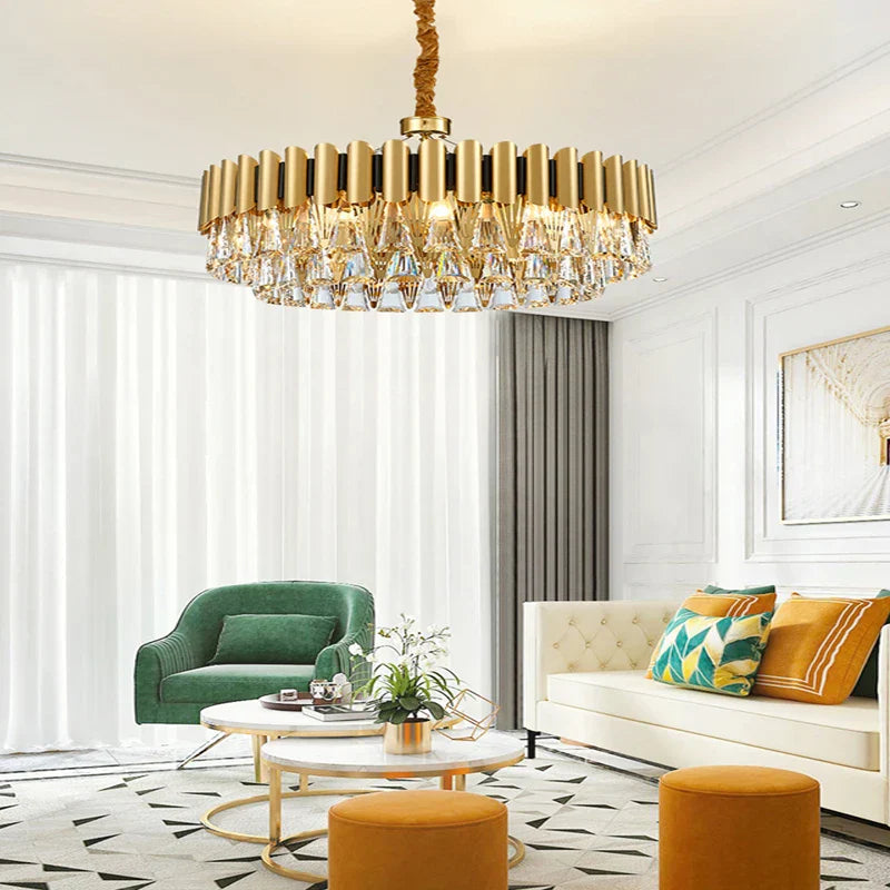 DecorBites™ Gold Crystal Chandelier Lights LED Nordic Classic Living Room Lamparas
