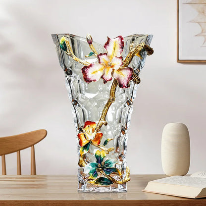 DecorBites™ Crystal Glass Vase: Modern Light Luxury Enamel Living Room Decor