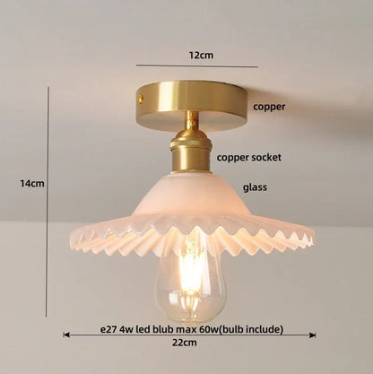 DecorBites™ Green Flower Glass Copper Ceiling Light - Nordic Modern LED, Living Room Bedroom Hallway Fixtures
