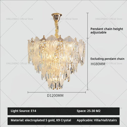 DecorBites™ French Crystal Chandelier Cream Wind Lighting Elegant Luxury Lights
