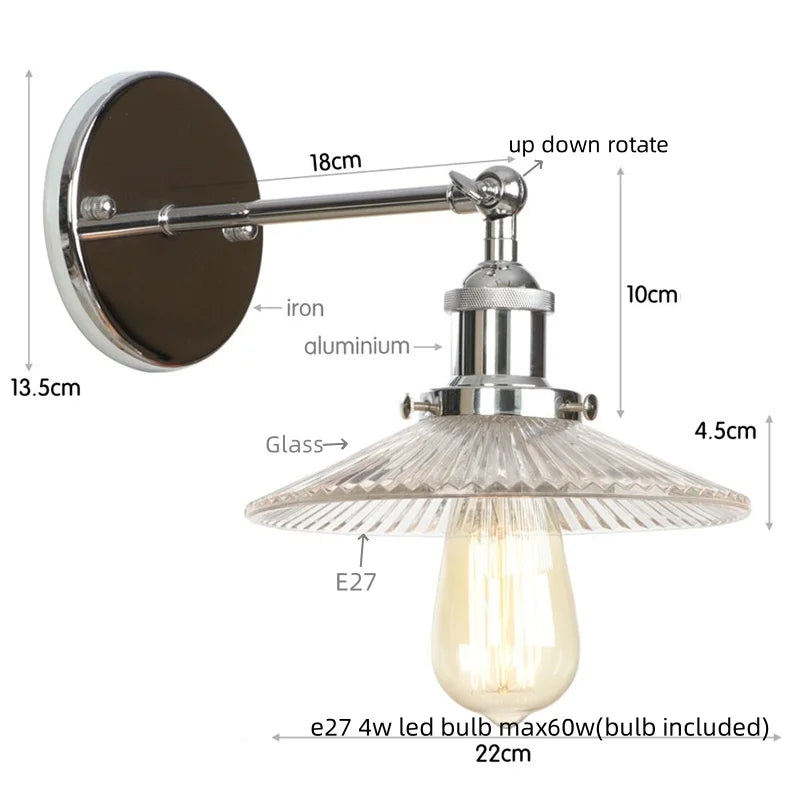 DecorBites™ Industrial Loft LED Wall Light for Bedroom, Bathroom, Stairs - Plug In Iron Lamp
