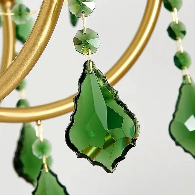 Green Crystal Boho Chandelier