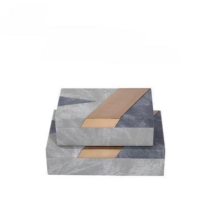 DecorBites™ Grey Marble Pattern Leather Storage Box Jewelry Container Desktop Organizer