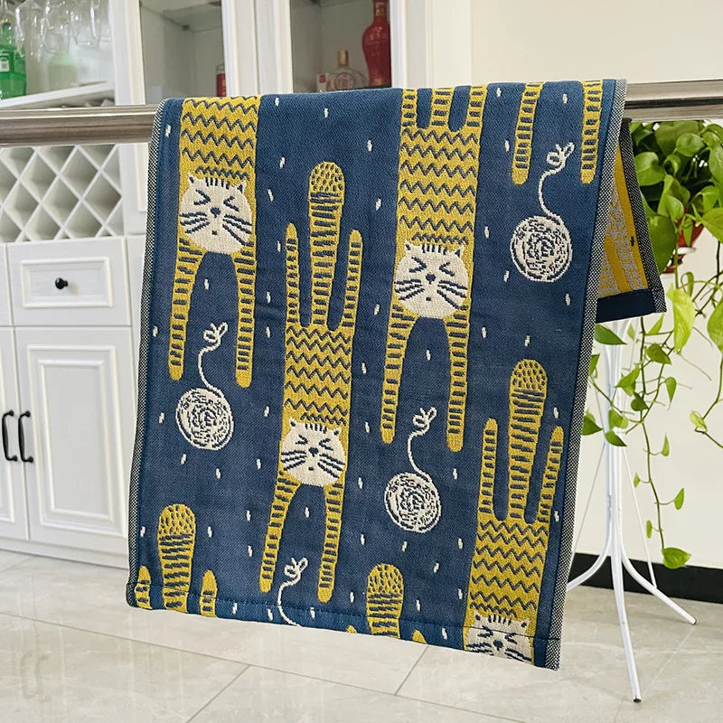 Cat Print Face Towels