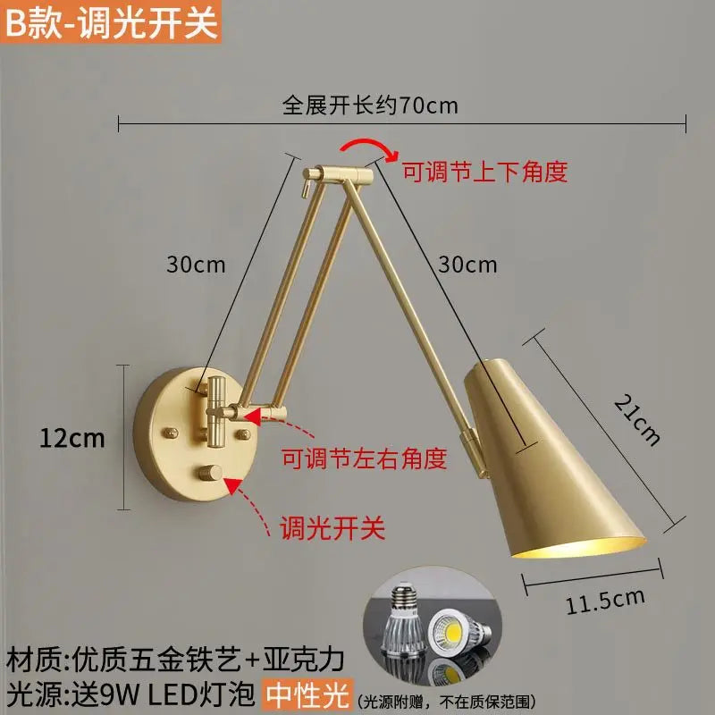 DecorBites™ Adjustable Swing Arm LED Wall Lamp Touch Sensor Sconce Lights