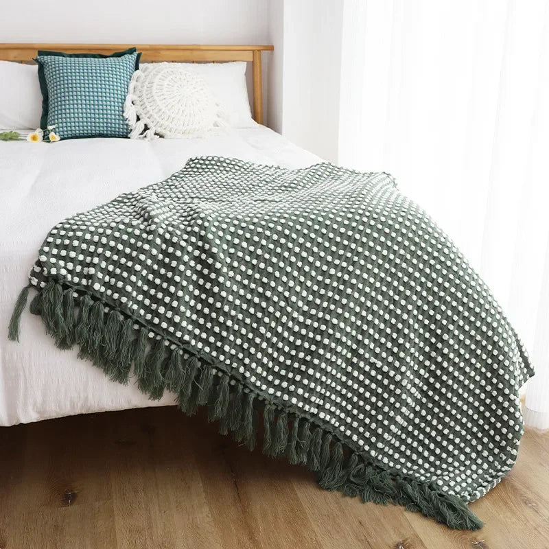 DecorBites™ Knitted Nordic White Casual Blanket - Soft & Comfortable Sofa Throw Bed End Cover for Home Decor & Travel