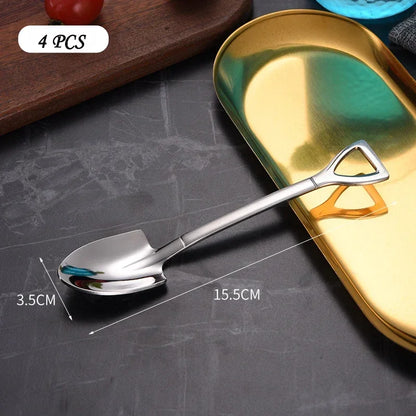 DecorBites™ 4-Piece Stainless Steel Teaspoons Set for Coffee, Tea, Desserts & Ice Cream