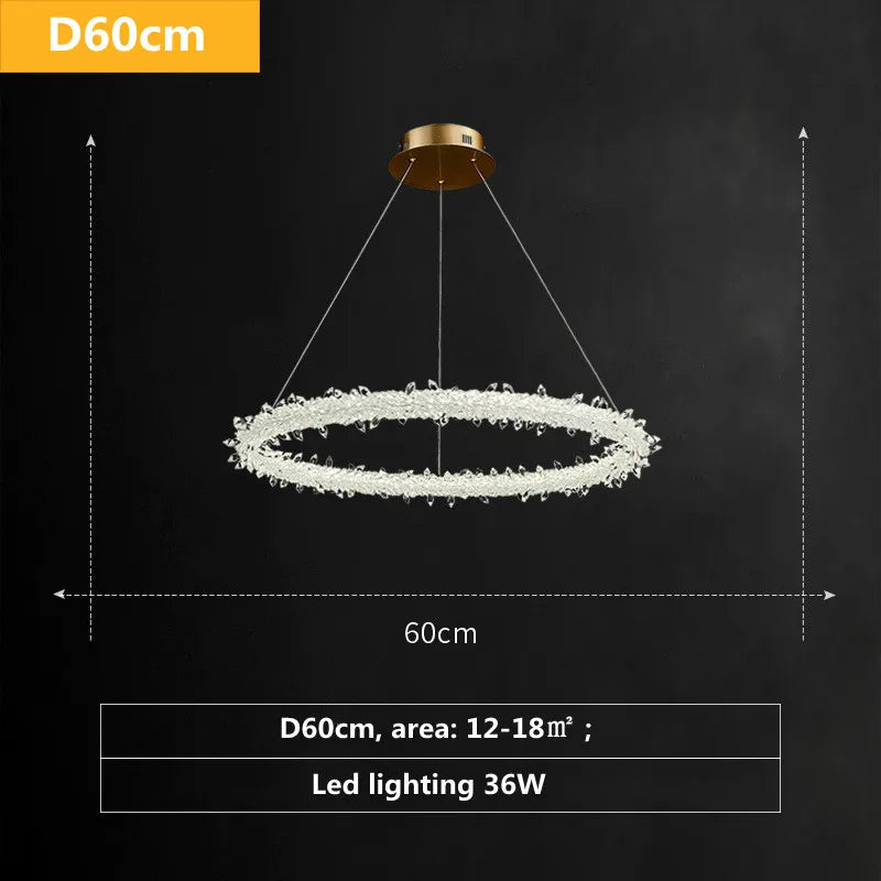 DecorBites™ Luxe Crystal Pendant Light - Dimmable LED Art Deco Circle Lamp
