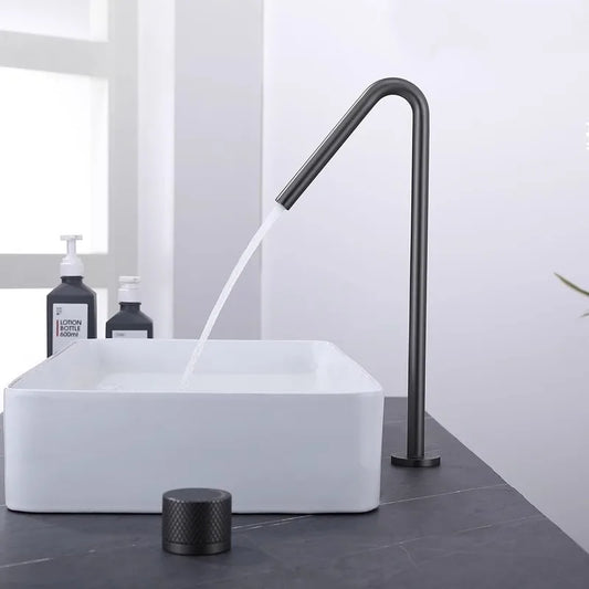 DecorBites™ Brushed Black Basin Faucet with Rotating Two-Hole Sink Tap - Widespread Bathroom Tap