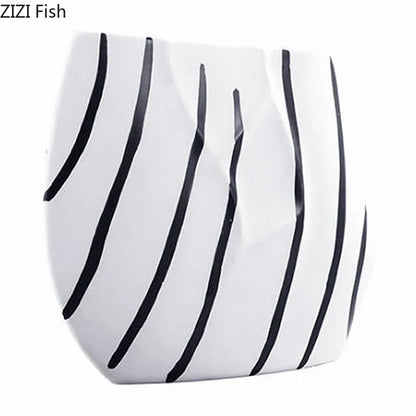 DecorBites™ Elegant Striped Ceramic Vase TV Cabinet Crafts Hydroponic Home Decor Gift