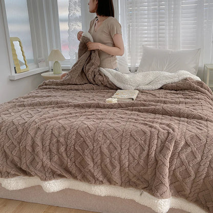 DecorBites™ Lambswool Coral Flannel Blanket for Home & Office - Cozy Sofa & Bed Cover