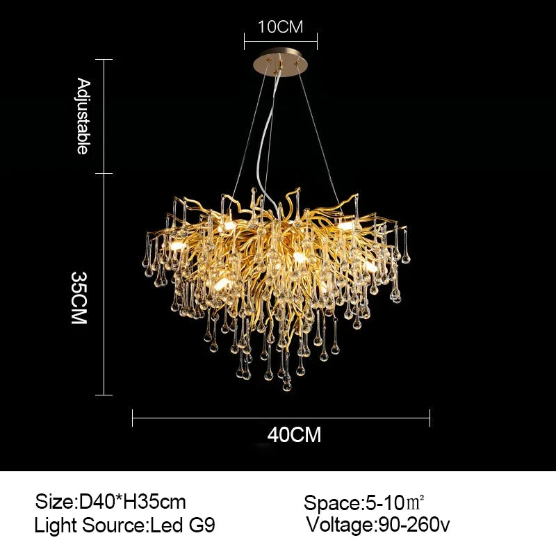 Gold Crystal Modern Chandelier L180cm Premium