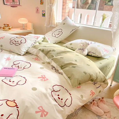 DecorBites™ Cotton Floral Print Bedding Set: Comfortable Sleep Quilt Cover & Fitted Sheet in All Seasons