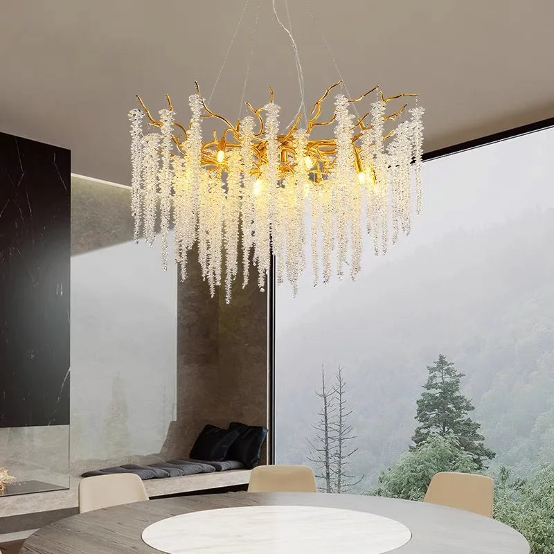 DecorBites™ Crystal Branch Chandelier: Elegant French Style Ceiling Light for Living & Dining Room