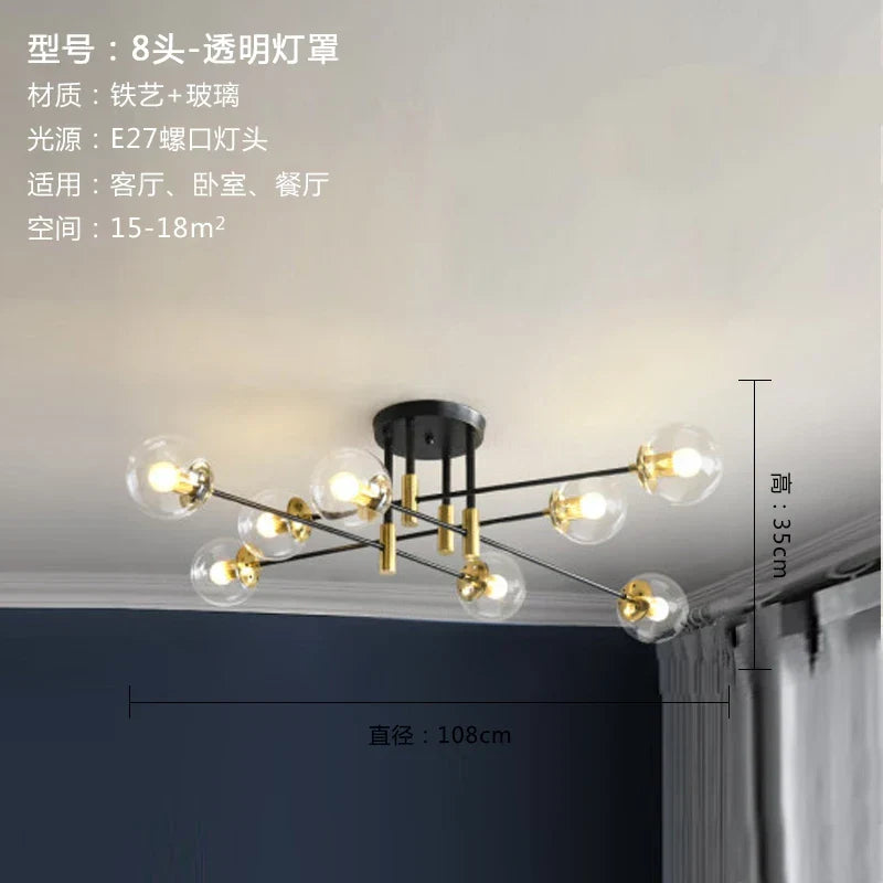 DecorBites™ Glass Ball LED Chandelier for Modern Living Room and Kitchen Lighting