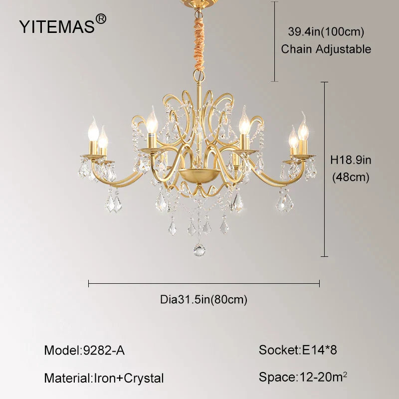 Gold Crystal Shade Chandelier
