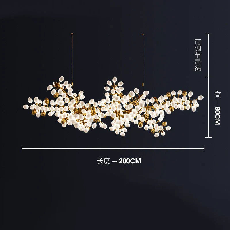 Gold Glass Pendant Chandelier For Kitchen L200cm