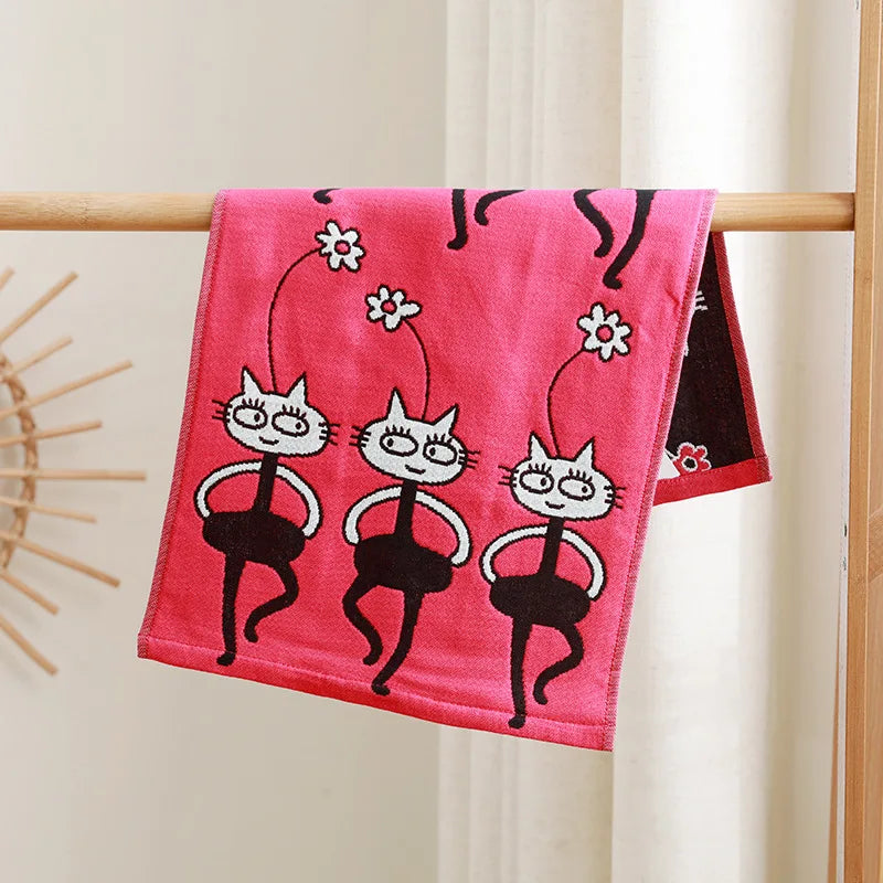 Cat Print Face Towels
