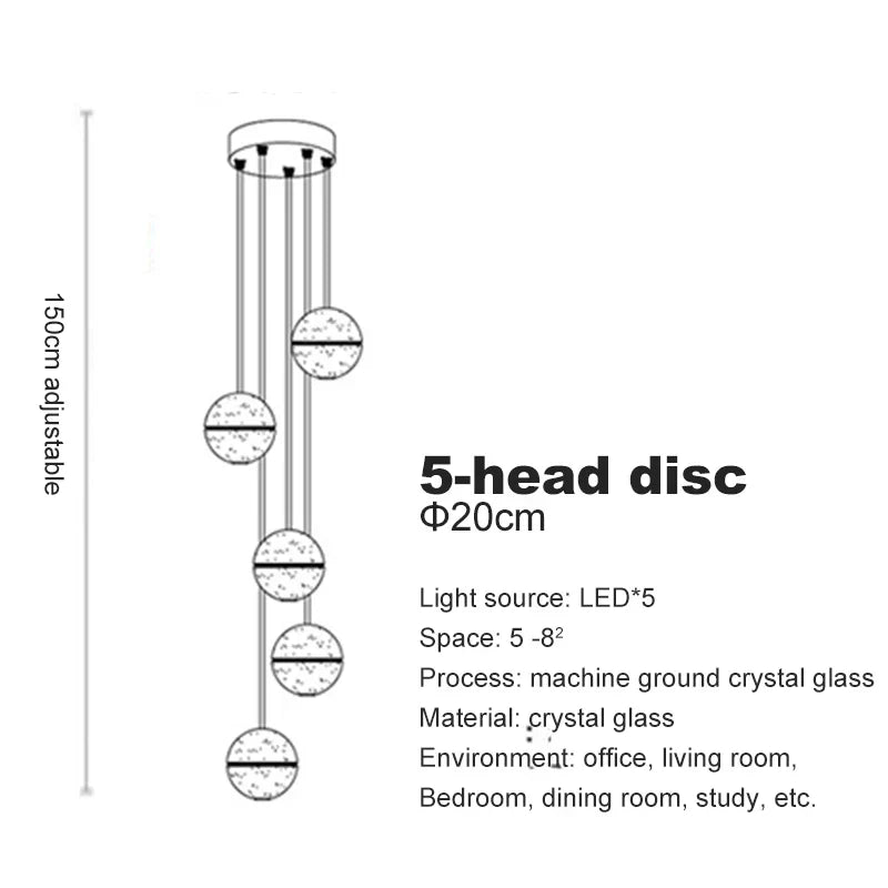 DecorBites™ Crystal Ball Chandelier Pendant Light for Staircase Hallway Bar Décor
