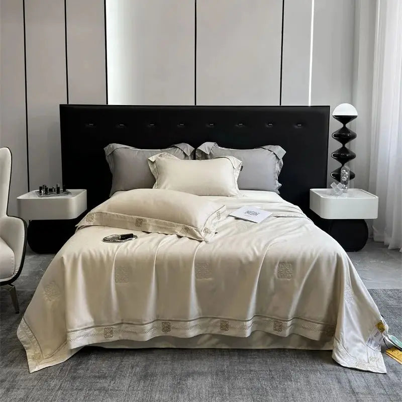 DecorBites™ Eucalyptus Fiber Summer Quilt Bedding Set with Cool Feeling, Soft Silky Comforter & Bed Sheet Set
