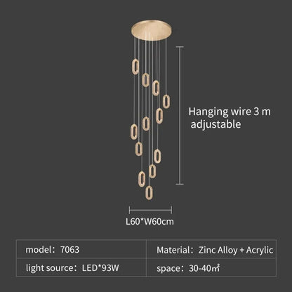 DecorBites™ Crystal Rings Chandelier: Staircase Luxury LED Lighting Fixture