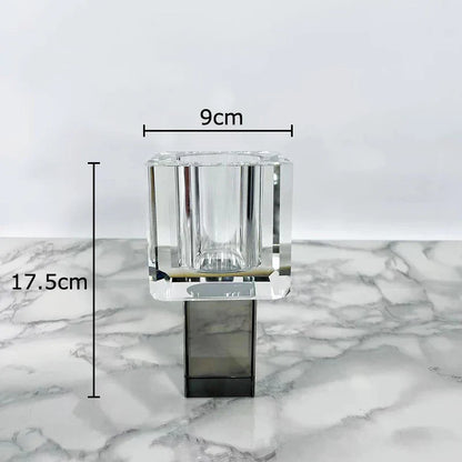 DecorBites™ Crystal Glass Vase with Artificial Flowers, Modern Home Decor