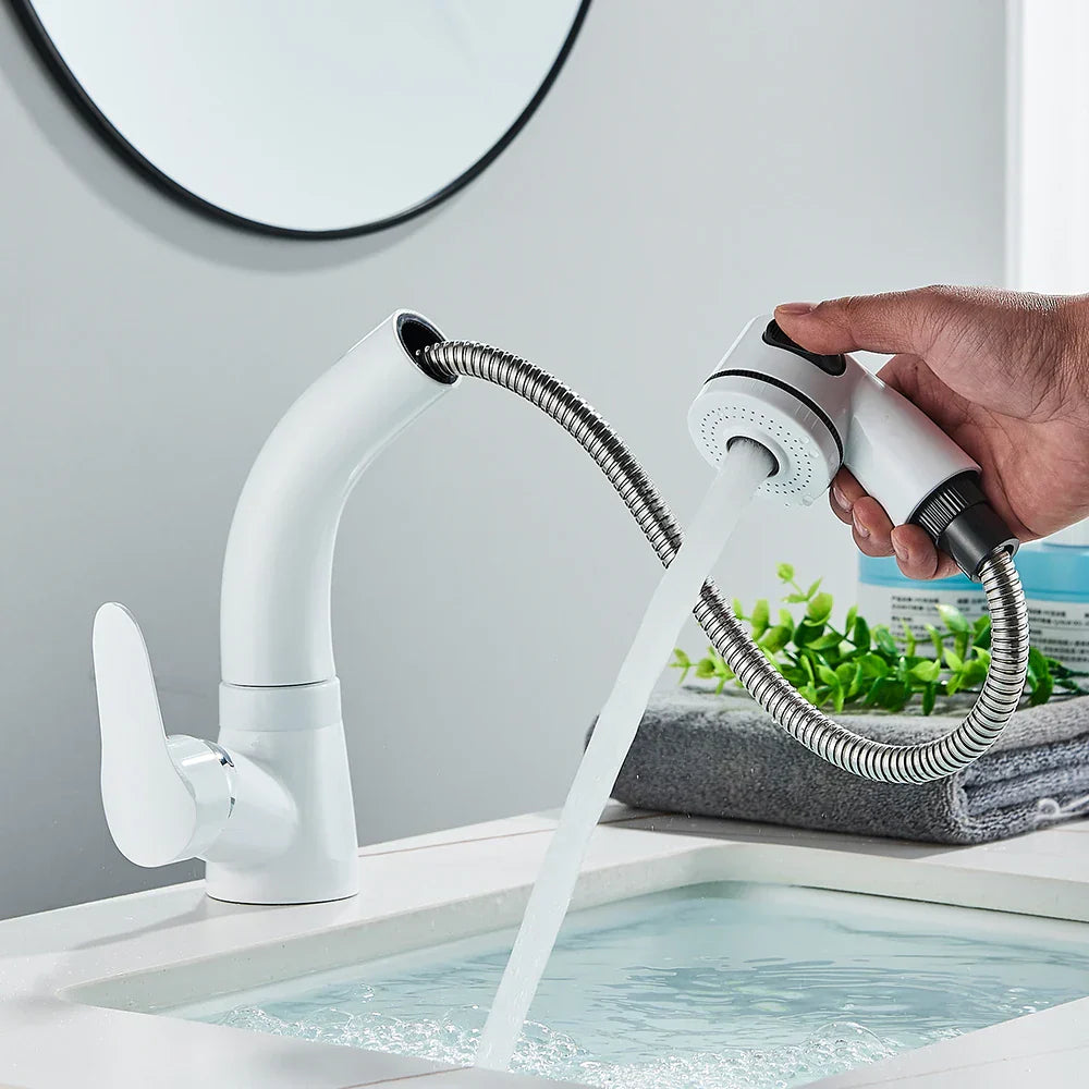 DecorBites™ Lift-Up Bathroom Sink Faucet Chrome Finish 360-degree Rotation Water Mixer